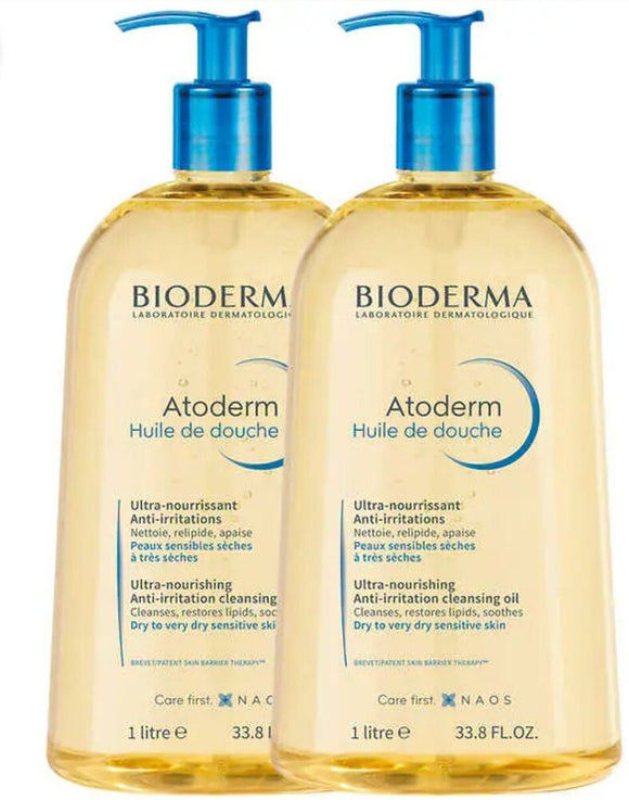 Bioderma Atoderm Shower Oil, 33.8 fl oz, 2-pack