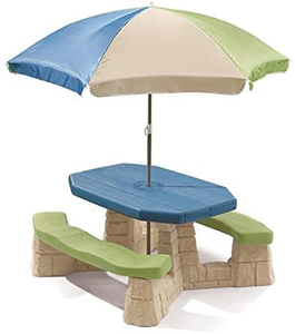 Step2 Naturally Playful Kids Picnic Table with Umbrella, Step2 Outdoor Six Seats