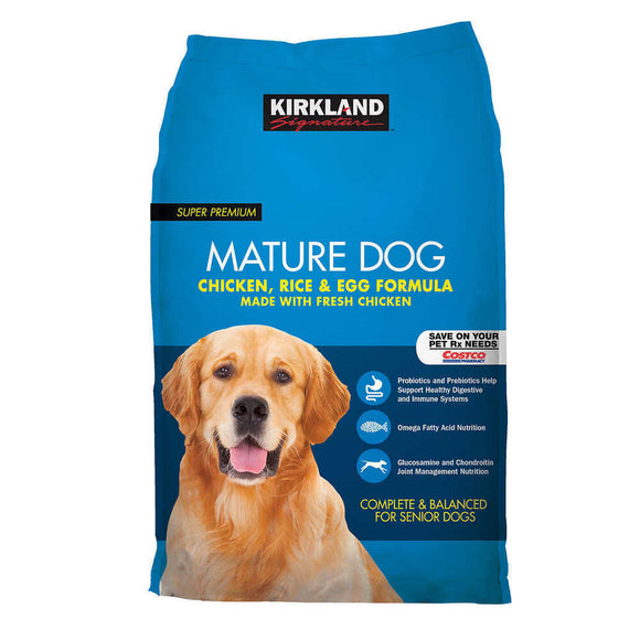 Kirkland Signature Mature Dog Formula Food 40 lb, Chicken, Rice and Egg Dog Food
