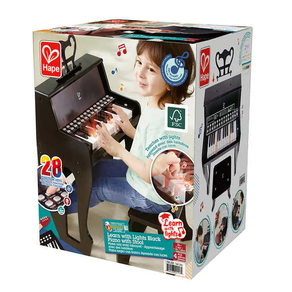 Hape Learn with Lights Piano and Stool, 28 Key Electric Piano