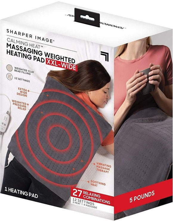 Sharper Image Calming Heat Massaging Weighted Heating Pad, 12