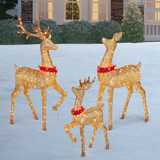 Set of 3 Lighted LED Deer Family w/ Bell Collars, Christmas Decorations