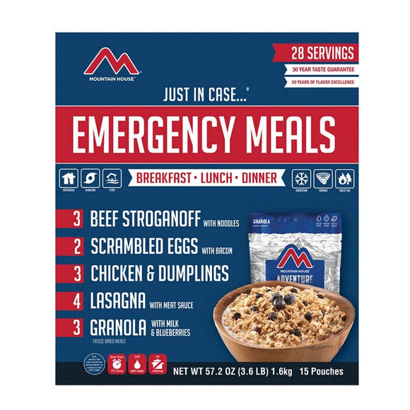Emergency Meal Kit 28 servings-15-Pouch Assortment Mountain House