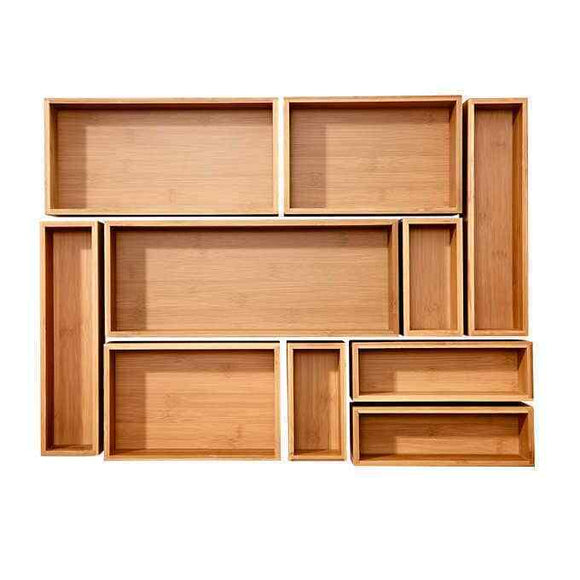 Seville Classics 10-piece Bamboo Storage Box Organizer Set