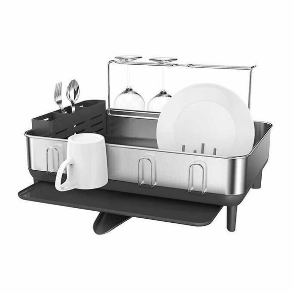 simplehuman Steel Frame Dishrack and Sink Caddy, 20.2