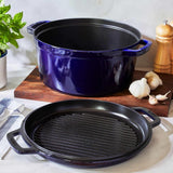 Staub 7-Quart Cast Iron Braise and Grill Enameled Cast Iron Blue or Red