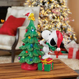 Peanuts Snoopy & Woodstock Christmas Tree with 16 LED String Lights