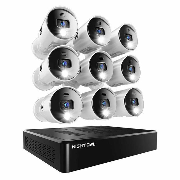 Night Owl 16 Channel 9 Wired 4K Spotlight Deterrence Cameras with 2TB Hard Drive