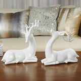 White Holiday Deer Figurine, Set Of 2