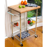 TRINITY EcoStorage Bamboo Top Kitchen Cart, 24"W x 19.75"D x 36.5"H