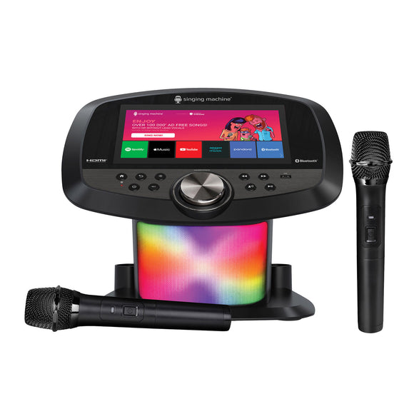 Singing Machine Bluetooth Professional Karaoke Hub with 2 Wireless Mics, 10” Touch Screen & Streaming Apps