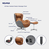 Nouhaus Classic Massage Chair with Ottoman Caramel Leather Lounge Chair