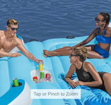 Tobin Sports Lake Day 6 Person Inflatable Party Island with 12' ft Sunshade