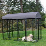 Lucky Dog Stay Series Villa Dog Kennel with Privacy Screen 4' X 8' X 6'