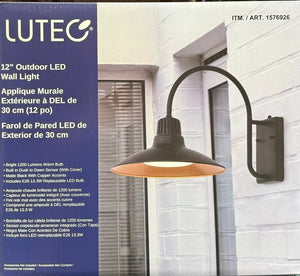 Lutec 12" Wall Light Vintage American Outdoor LED Barnlight with Copper Shade