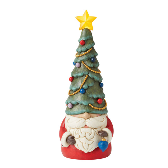 Jim Shore 20” H Light-Up Christmas Gnome, Christmas Tree Hat with Lit Star