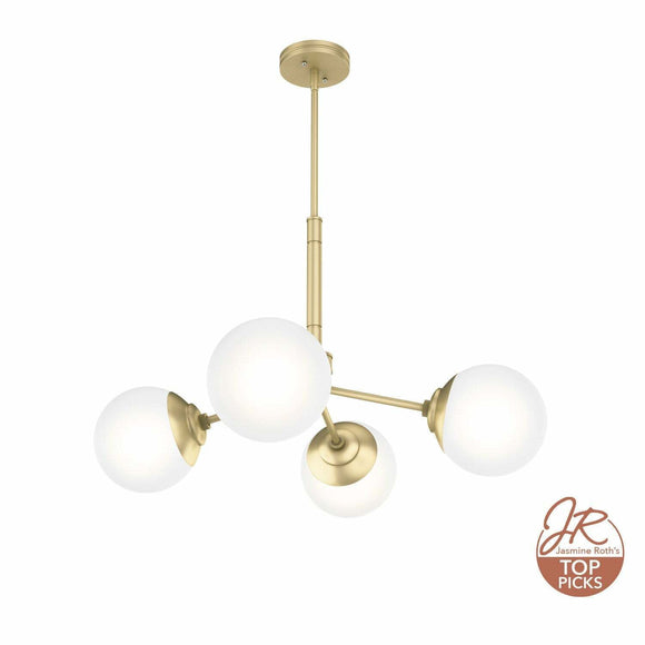 Hunter Hepburn 4 Globes light Chandelier, Adjustable Height Ceiling Fixture lights