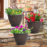 Ames 3-pack 14.5" Barrel Resin Planter, Southern Patio Tibot