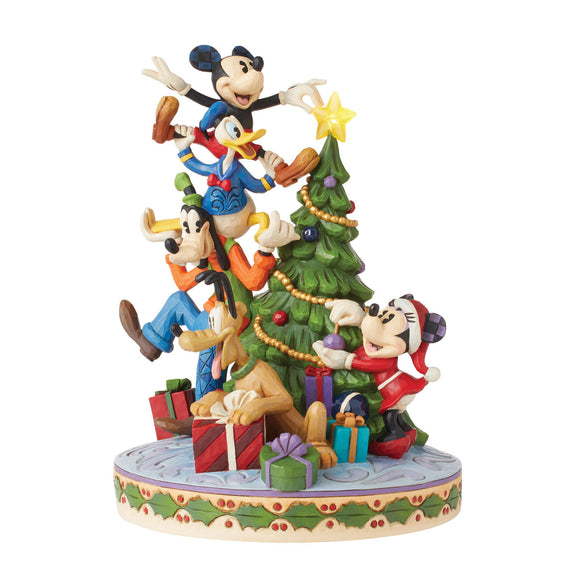 Jim Shore 12”H Disney Mickey & Friends Decorating Tree with Lit Star Figurine