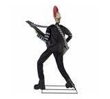 Halloween Skeleton 6' Punk Rocker Animated Skeleton, Halloween Guitar Rock N Roll Prop