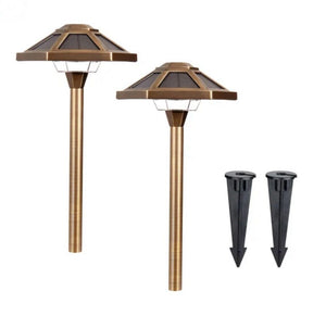 VOLT Landscape Lighting Premium Brass Solar Light, 2-pack