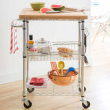 TRINITY EcoStorage Bamboo Top Kitchen Cart, 24"W x 19.75"D x 36.5"H