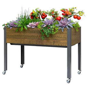 CedarCraft Self-Watering Elevated Spruce Wood Planter, 21"W x 47"L x 32”H