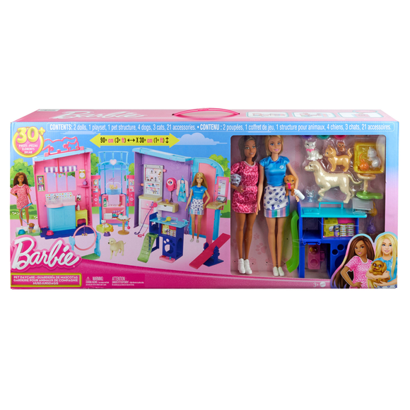 Barbie Pet Daycare Playset with 2 Barbies, 4 Dogs and 4 Cats
