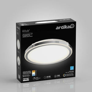 Artika Altitude 15 in. LED Modern Flush Mount Light, 5 CCT Chrome Color Changing