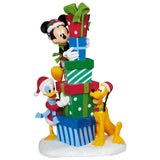 Disney 4’ Mickey & Friends with Stacked Presents Statue 8 Holiday Songs