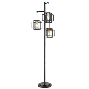 Bridgeport Designs Kelsey Dual Square Metal 3-Light Floor Lamp, 73”H X 21.5”W