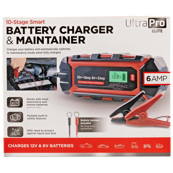 UltraPro Elite 6V/12V Smart Battery Charger and Maintainer, 6 Amps