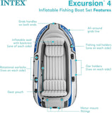 Intex Excursion Inflatable Boat, Rafting and Fishing Boat w/ Oars & Pump