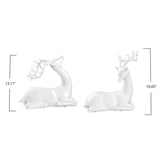 White Holiday Deer Figurine, Set Of 2