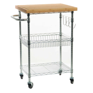 TRINITY EcoStorage Bamboo Top Kitchen Cart, 24"W x 19.75"D x 36.5"H