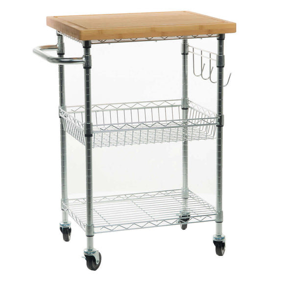 TRINITY EcoStorage Bamboo Top Kitchen Cart, 24