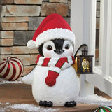 24” Penguin Greeter with Lantern, Penguin Greeter Dressed Knit Scarf & Hat