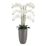 CGH Faux 4 Foot Phalaenopsis Orchid Arrangement with Modern Style Planter