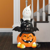 24” Tall Halloween Greeting Trio Set, Ghost, Bat, and Pumpkin Welcome All