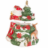 Fitz & Floyd Cardinal Christmas 3 Quart Ceramic Cookie Jar, 12" Christmas Tree
