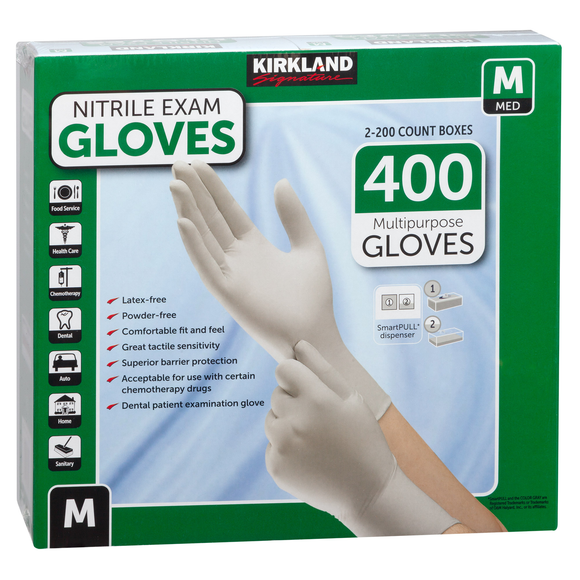 Kirkland Signature Nitrile Exam Gloves, 400-Count