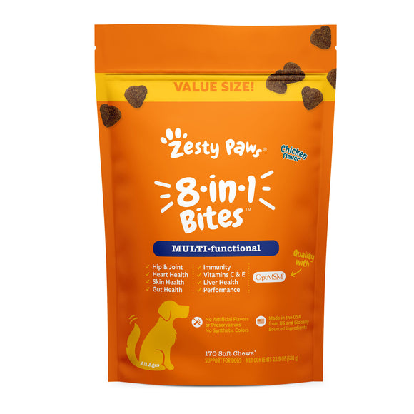 Zesty Paws 8-in-1 Multivitamin Bites for Dogs, 170-count Chicken Flavor