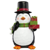 Set of 2 Holiday Penguins, 13.9” H Penguin with Tree & 15.2” Penguin with Gift