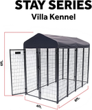 Lucky Dog Stay Series Villa Dog Kennel with Privacy Screen 4' X 8' X 6'