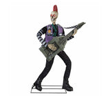 Halloween Skeleton 6' Punk Rocker Animated Skeleton, Halloween Guitar Rock N Roll Prop