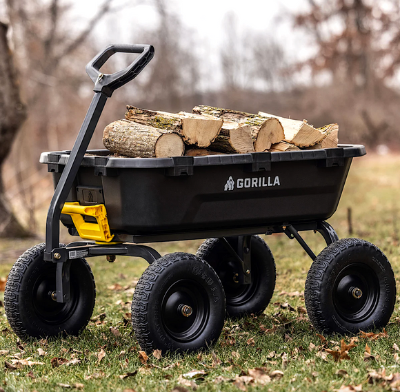 Gorilla Carts 9 cu. ft. Heavy Duty Poly Yard Dump Cart, 1400 lbs Cap. 16