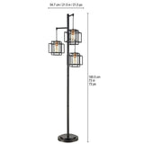 Bridgeport Designs Kelsey Dual Square Metal 3-Light Floor Lamp, 73”H X 21.5”W