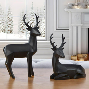 Holiday Black Modern Deer, Set Of 2 Christmas decorations Indoor/Outdoor