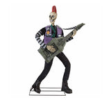 Halloween Skeleton 6' Punk Rocker Animated Skeleton, Halloween Guitar Rock N Roll Prop