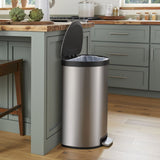 Kohler Step Trash Can 13 Gallons Semi-Round Stainless Steel Waste Home Kitchen